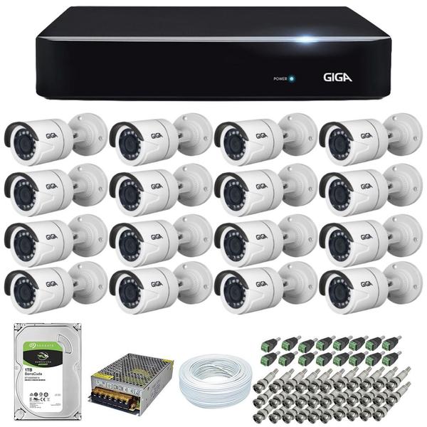 Kit 16 Câmeras de Segurança HD 720p Giga Security GS0018 + DVR Giga Security Multi HD + Acessórios
