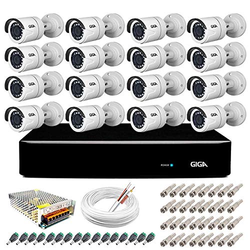 Kit 16 Câmeras de Segurança HD 720p GS0018 + DVR Giga Security Multi HD + Acessórios