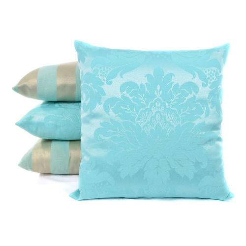 Tudo sobre 'Kit 4 Almofadas Decorativas Listrada Azul Tiffany 45cm X 45cm com Enchimento de Silicone Macio'
