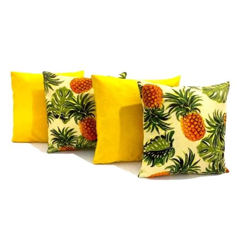 Tudo sobre 'Kit 4 Almofadas Floral Amarelo Abacaxi Tropical 40x40'