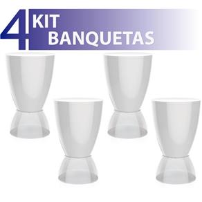 Kit 4 Banquetas Argo Assento Color Base Cristal