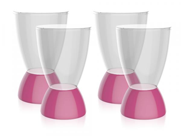 Kit 4 Banquetas Argo Assento Cristal Base Color Rosa - Im In