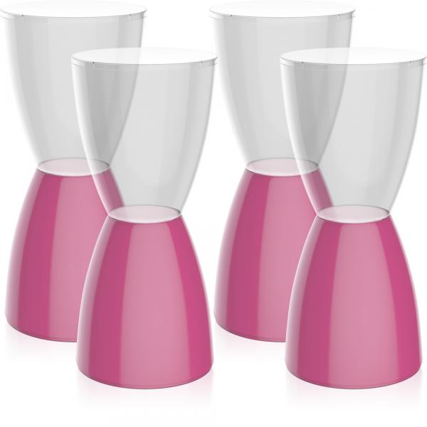 Kit 4 Banquetas Bery Assento Cristal Base Color Rosa - Im In