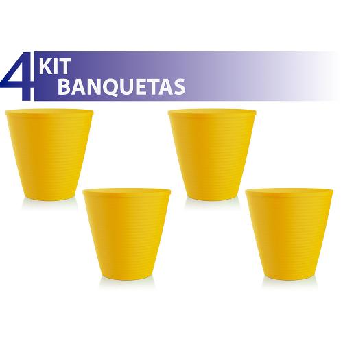 Kit 4 Banquetas Fluo Color Amarelo