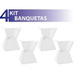 Kit 4 Banquetas Nitro Assento Cristal Base Color Branco