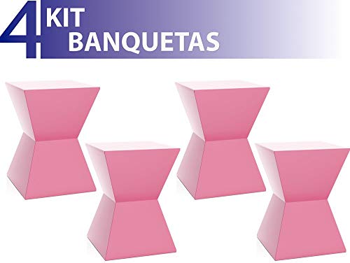Kit 4 Banquetas Nitro Color Rosa
