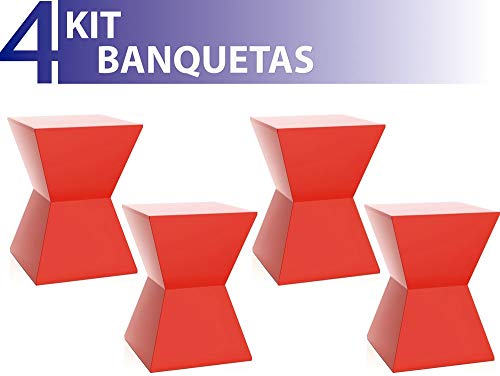 Kit 4 Banquetas Nitro Color Vermelho