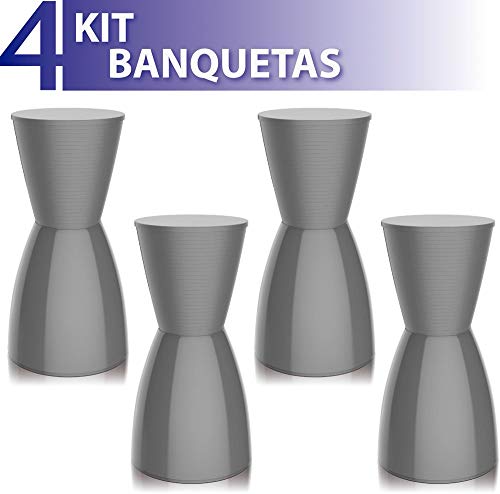 Kit 4 Banquetas Nobe Color Cinza