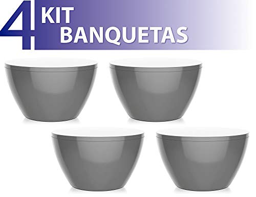 Kit 4 Banquetas Oxy Color Cinza
