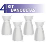 Kit 4 Banquetas Rad Assento Color Base Cristal Branco