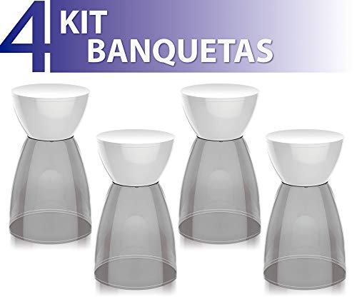 Kit 4 Banquetas Rad Assento Cristal Base Color Branco