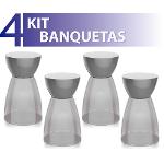Kit 4 Banquetas Rad Assento Cristal Base Color Cinza
