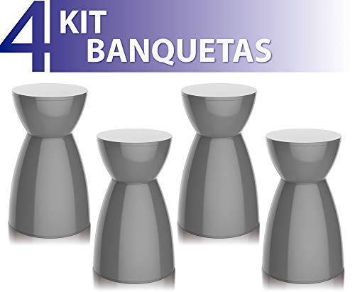 Kit 4 Banquetas Rad Color Cinza