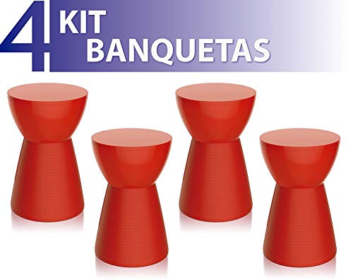 Kit 4 Banquetas Sili Color Vermelho
