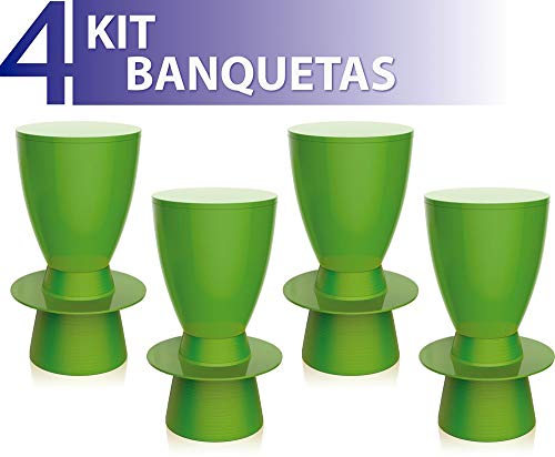 Kit 4 Banquetas Tin Color Verde