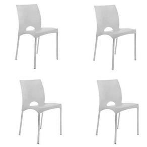 Kit 4 Cadeiras Boston Pés Alumínio Branco - Branco