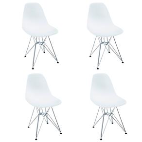 Kit 4 Cadeiras Charles Eames Eiffel Brancas - Branco