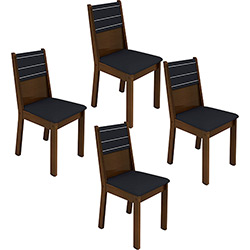 Kit 4 Cadeiras de Jantar Vega Preto/Imbuia - Madesa