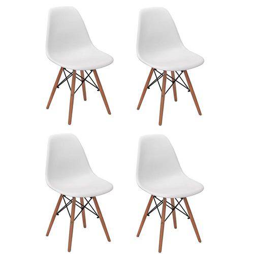 Kit 4 Cadeiras Design Charles Eames Wood - Branca