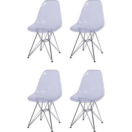 Kit 4 Cadeiras Eames Eiffel Transparente PC OR Design 1101