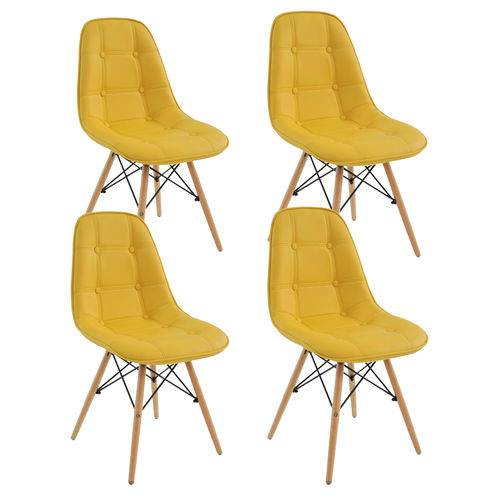 Kit 4 Cadeiras Eiffel S/ Braço Botone Amarela