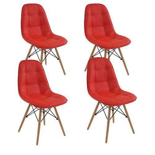 Kit 4 Cadeiras Eiffel S/ Braço Botone Vermelho