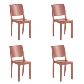 Kit 4 Cadeiras Hidra Plus em Polipropileno Kappesberg - Terracota - MARROM