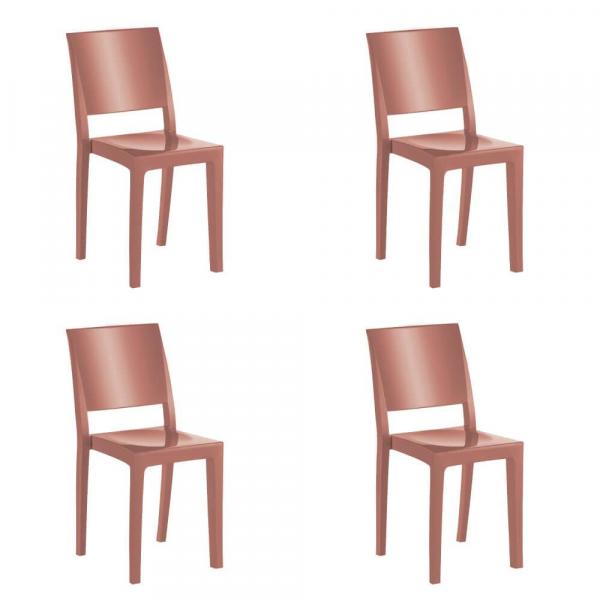 Kit 4 Cadeiras Hidra Plus em Polipropileno Kappesberg - Terracota