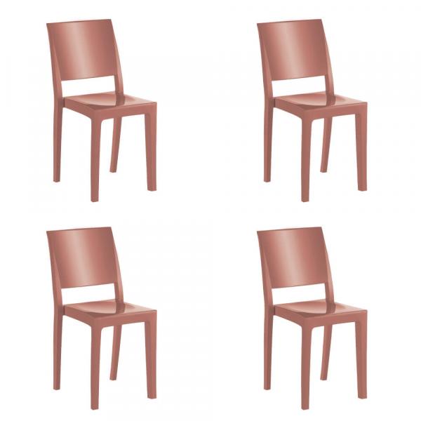 Kit 4 Cadeiras Hidra Plus em Polipropileno Kappesberg - Terracota