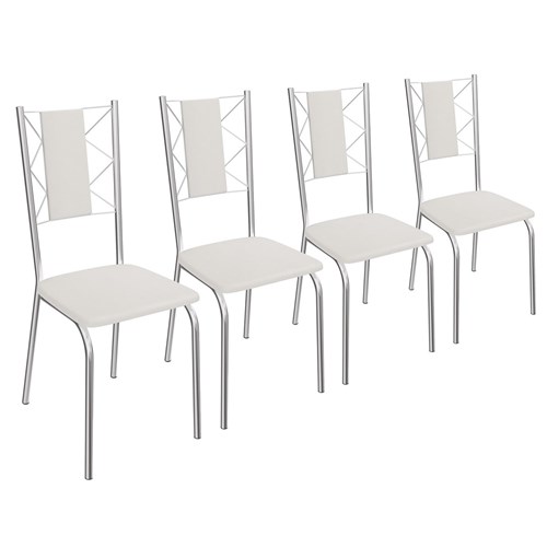 Kit 4 Cadeiras Lisboa de Metal Cromado C076 Kappesberg - Branco