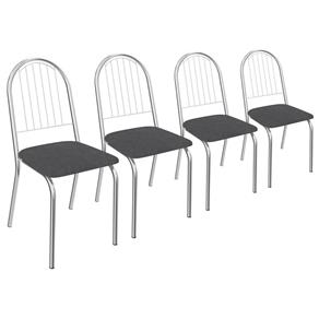 Kit 4 Cadeiras Noruega Cromada - PRETO