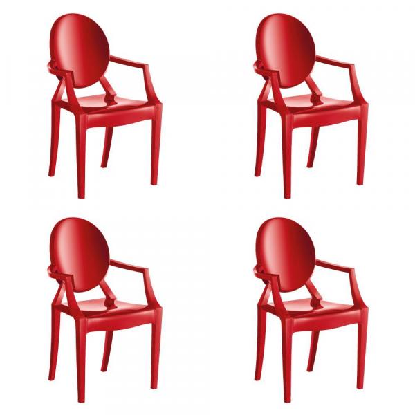Kit 4 Cadeiras Wind Plus Polipropileno Kappesberg Vermelho