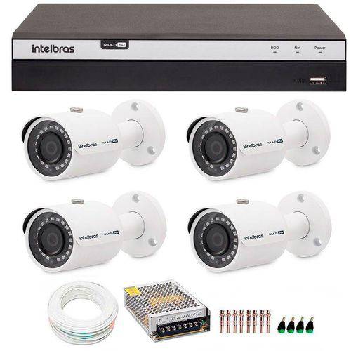 Kit 4 Câmeras de Segurança 4MP 2k Intelbras VHD 3430 B + DVR Intelbras 4K + Acessórios