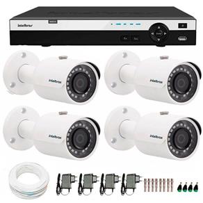 Kit 4 Câmeras de Segurança Full HD 1080p Intelbras VHD 3230 + DVR Intelbras Full HD 4 Ch + Acessórios