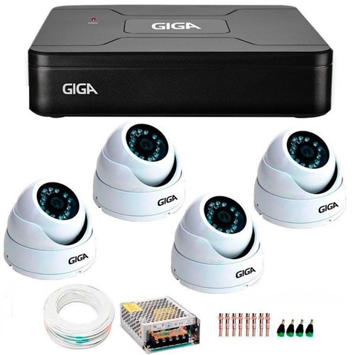 Kit 4 Câmeras de Segurança Hd 720P Giga Security Gs0015 + Dvr Giga Security Multi Hd + Acessórios