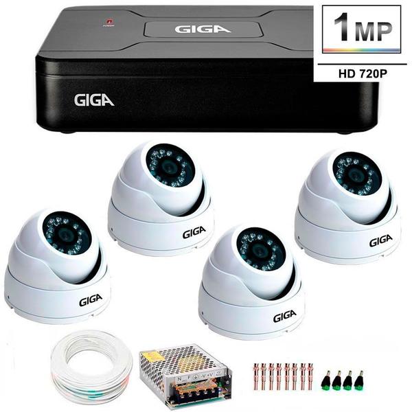 Kit 4 Câmeras de Segurança HD 720p Giga Security GS0015 + DVR Giga Security Multi HD + Acessórios