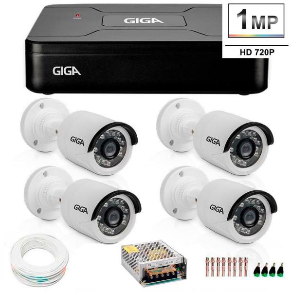 Kit 4 Câmeras de Segurança HD 720p Giga Security GS0018 + DVR Giga Security Multi HD + Acessórios