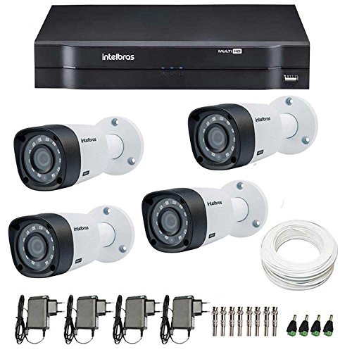 Kit 4 Câmeras de Segurança Hd 720p Intelbras Vhd 3120b G3 + Dvr Intelbras Multi Hd + Acessórios