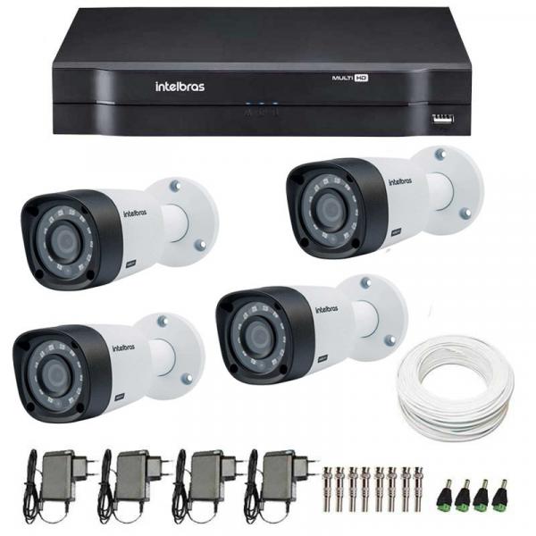 Kit 4 Câmeras de Segurança HD 720p Intelbras VHD 3120B G4 + DVR Intelbras Multi HD + Acessórios