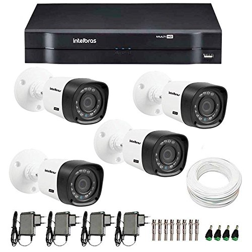 Kit 4 Câmeras de Segurança Hd 720p Intelbras Vhd 1120b G3 + Dvr Intelbras Multi Hd + Acessórios