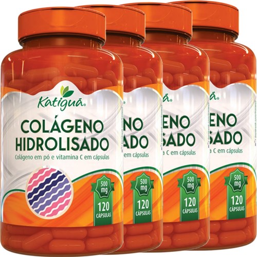 Kit 4 Colágeno Hidrolisado com Vitamina C 120 Cápsulas Katigua