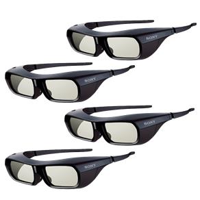 Kit 4 Óculos 3D Ativos Sony TDG-BR250 Recarregáveis Via USB Exclusivos para TVs Sony 3D Preto