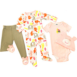 Kit 4 Peças com Macacão, Calça, Body e Touca Ricco Baby