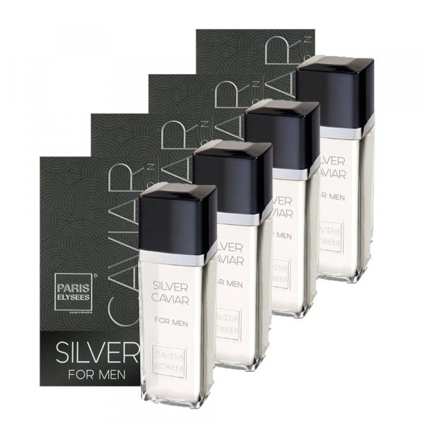 Kit 4 Perfumes Masculino Silver Caviar 100ml Paris Elysees