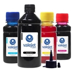 Kit 4 Tintas L475 para Epson Bulk Ink Black 500ml Coloridas Corante Valejet 100ml