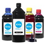 Kit 4 Tintas para Epson Ecotank L200|l355 Black 1 Litro Color 500ml Corante Koga