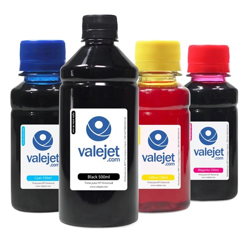 Kit 4 Tintas para Hp Universal Black 500ml Coloridas 100ml Kit 4 Tintas para Hp Universal Black 500ml Coloridas 100ml