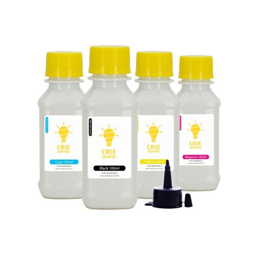 Kit 4 Tintas para Sublimação Premium Crie Sempre Cmyk 100Ml