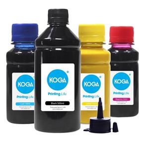 Kit 4 Tintas Sublimáticas para Epson L395 Black 500ml Coloridas 100ml Koga