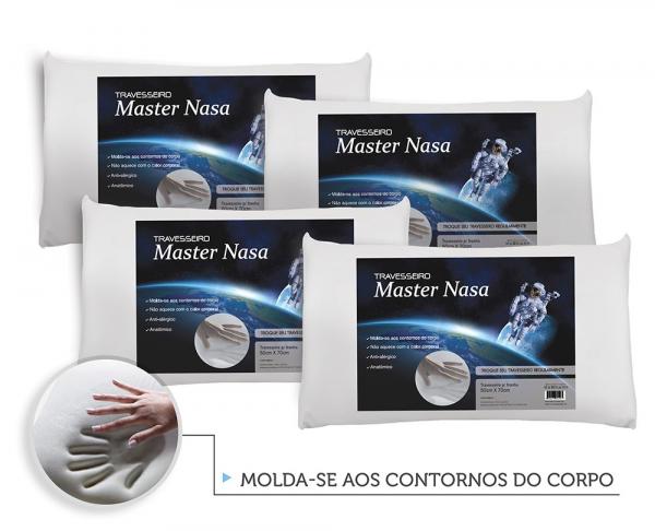 Kit 4 Travesseiros Nasa Viscoelástico + Protetores com Ziper - Master Comfort